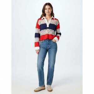 Maeve Anthropologie Lace Inset Rugby Crop Top XXS Red Navy Colorblock Pullover